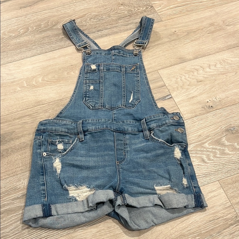 Garage Distressed Denim shorts Overalls